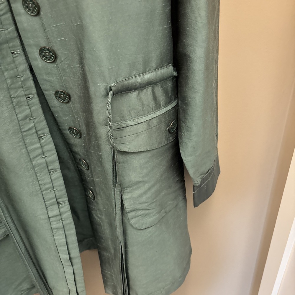 Nic & Zoe Silk Jacket Women's L Sea Green Jacket Button Up Pockets Braid Tassels - Picture 14 of 16